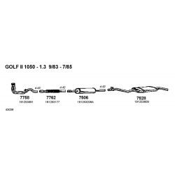 Volkswagen Golf Jetta Mk2 1050-1.3cc 83-91 Flessibile Marmitta Inox CD7762 L.540 Ø Esterno-Interno 42mm New From Old Stock