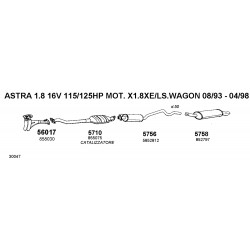 Opel Astra F T92 18-20 16v 1993-1998 Silenziatore Centrale Nuovo IMASAF-53.23.56-532356 5852718-5852812-5852974