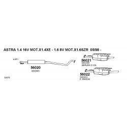 OPEL ASTRA G SW-3V 14-16-17TD 98-05 Marmitta Scarico Centrale ASSO CD56020-5852063-5852069-5852109-5852112 New From Old Stock