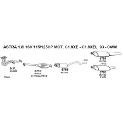 Opel Astra F T92 3v- Cabrio 1816v 94-01 Marmitta Silenziatore Centrale Walker CD5755 852359-90466563 New From Old Stock