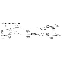 Peugeot 305 13-16 Dal 76 Al 88 Marmitta Silenziatore Posteriore CD6204 172498- 172643 New From Old Stock