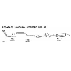 FIAT REGATA Weekend-BN  13-15cc 17D DAL 83 AL 89 MARMITTA CENTRALE ALUMINOX, 7587956, 7594366