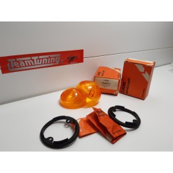 MOTOCICLI TRIUMPH, NORTON, BSA T140, COMMANDO, A65 COPPIA LENTE AMBER FRECCIA LUCAS 60600621 NOS