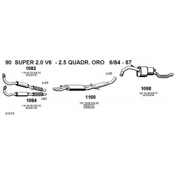 Alfa Romeo Alfa 90 Super 20 v6-25TD 84-87 Marmitta Silenziatore Posteriore Due Tubi Nuova CSC AL280032 New From Old Stock